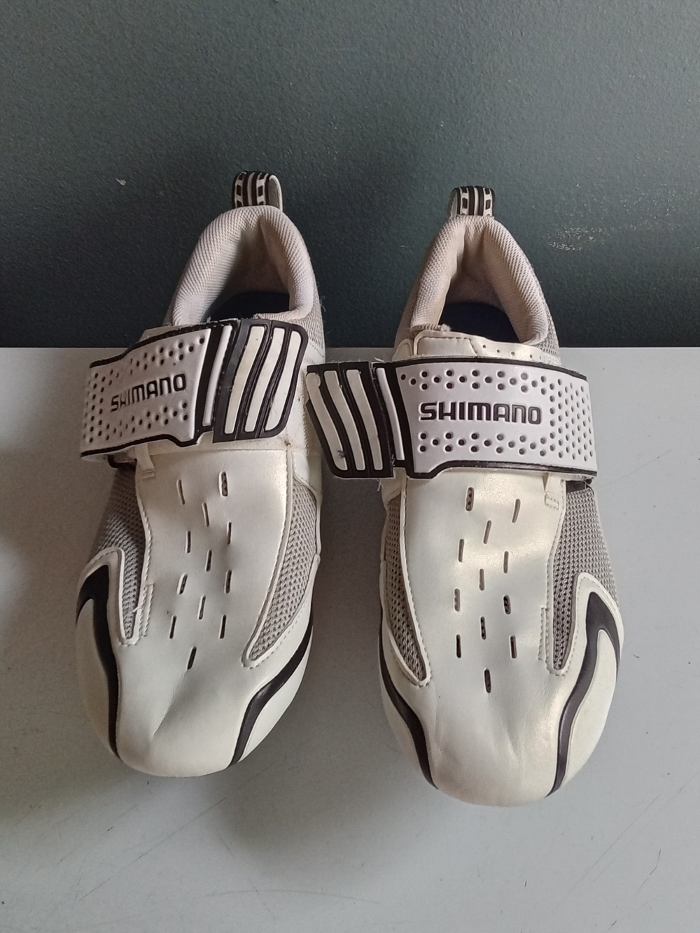 Shimano TR31 Triathlon Cycling Shoes White Black Mens Size 42 SPD-SL Cleats
